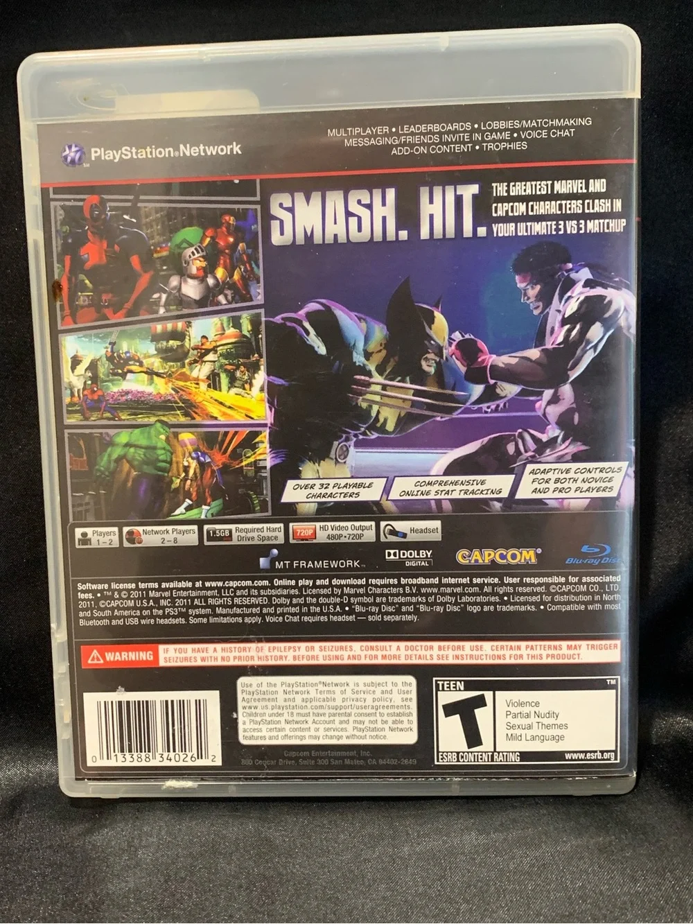 MARVEL vs CAPCOM 3 Fate of Two Worlds PS3 Video Game Rated T EUC